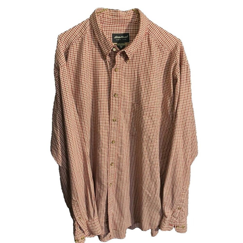 Eddie Bauer Men’s Red Plaid Long Sleeve Shirt Big & Tall XL‎